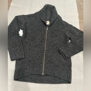 [L]TNA Aritzia Telluride Shawl Neck Charcoal Wool Knit Zip-Up Cardigan